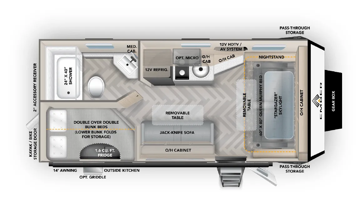 2022 Ember RV Overland 190MDB - Floor plan