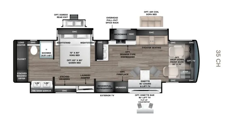 Tiffin Phaeton 35 CH floor plan