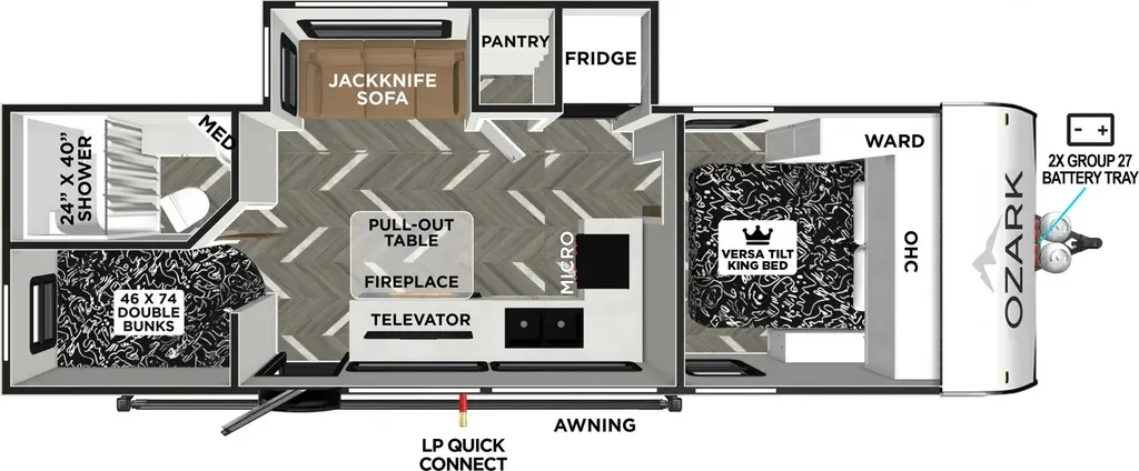 2026 Forest River Ozark 26KB floor plan