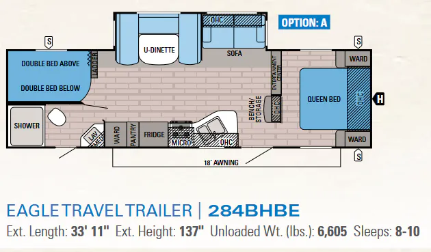 Jayco Eagle 284BHBE floor plan
