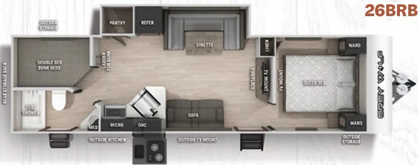 Forest River Cherokee Grey Wolf 26BRB floor plan