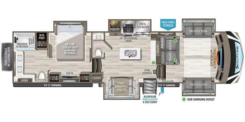 2024 Grand Design Solitude 380FL floor plan