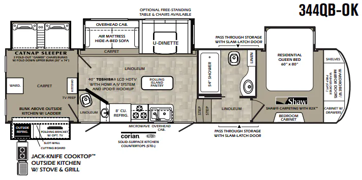Forest River Wildcat 344QB-OK floor plan