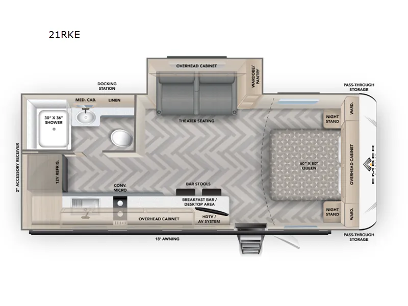 2026 Ember RV E-Series 21RKE - Floor plan