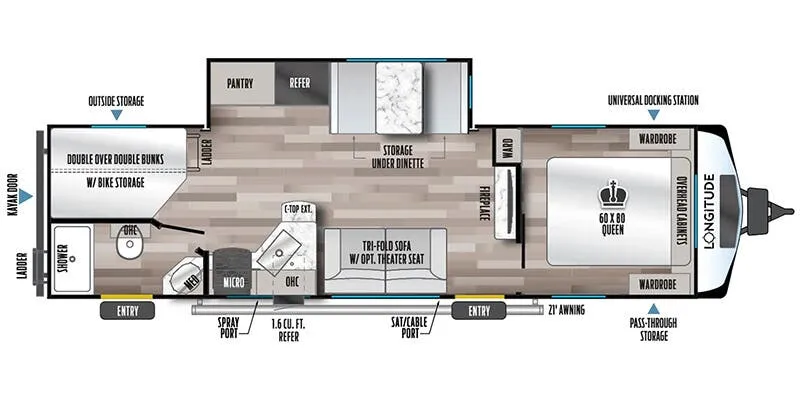East to West Longitude 285BH floor plan