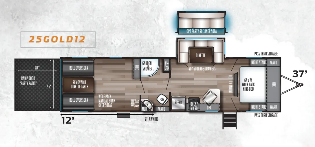 Forest River Cherokee Wolf Pack Gold 25GOLD12 floor plan