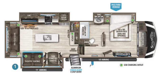 Grand Design Solitude S-Class 3540GK-R floor plan
