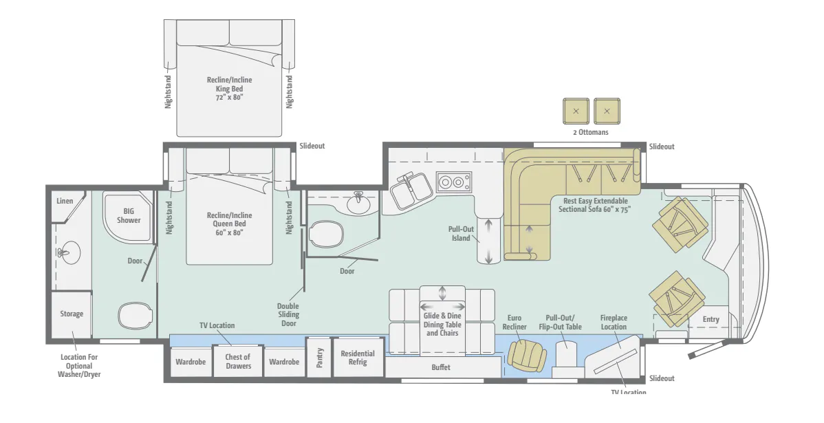 Winnebago Journey 42E floor plan