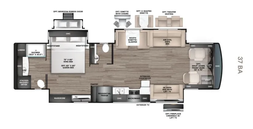 2027 Tiffin Allegro Red 37 BA - Floor plan