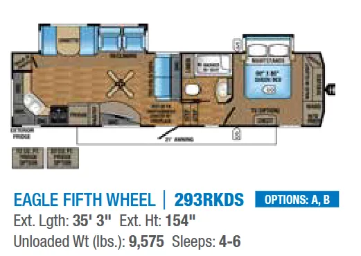 Jayco Eagle 293RKDS floor plan