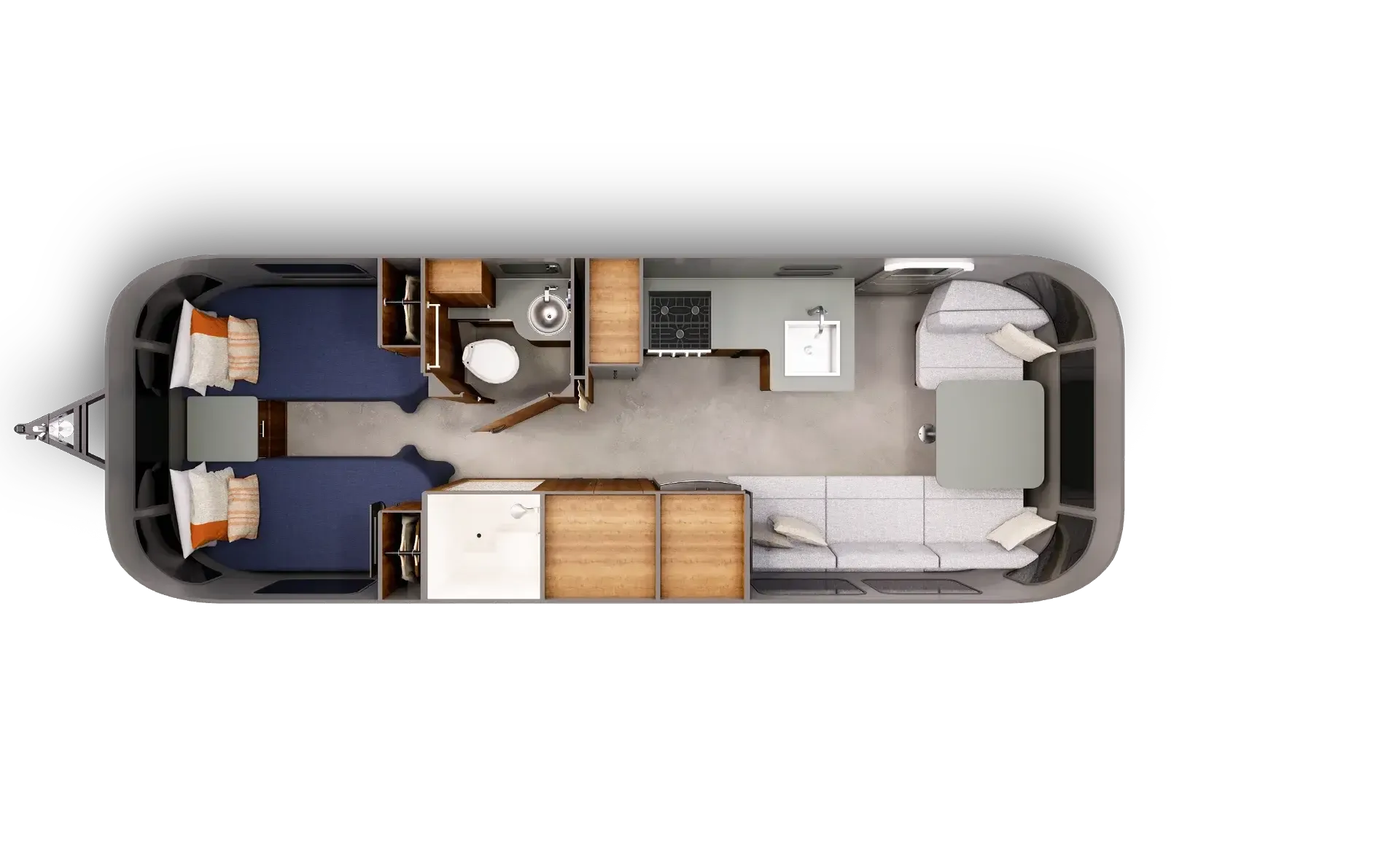 Airstream Trade Wind 27FB TWIN floor plan