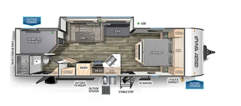 2023 Forest River Cherokee Grey Wolf 26DBH - Floor plan
