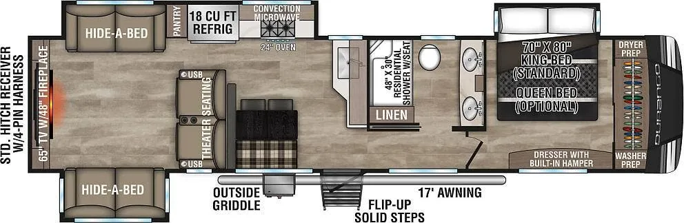 K-Z Durango D326RLT floor plan