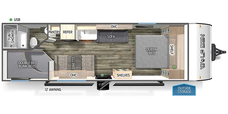 2024 Forest River Cherokee Wolf Den 26EV - Floor plan