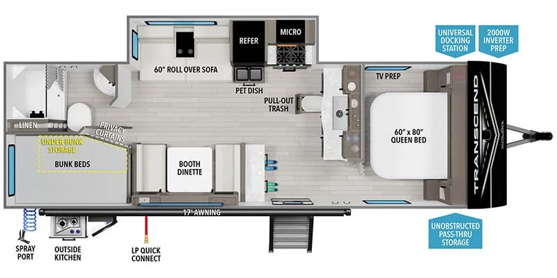 2024 Grand Design Transcend Xplor 26BHX - Floor plan