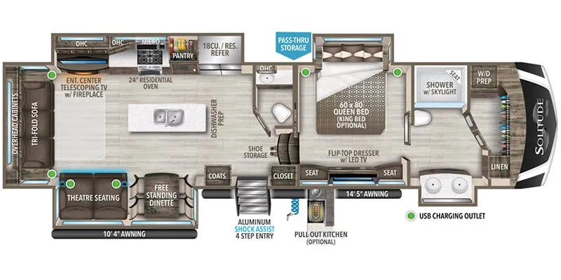 2022 Grand Design Solitude 373FB - Floor plan