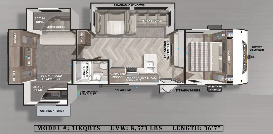 Forest River Wildwood 31KQBTS floor plan