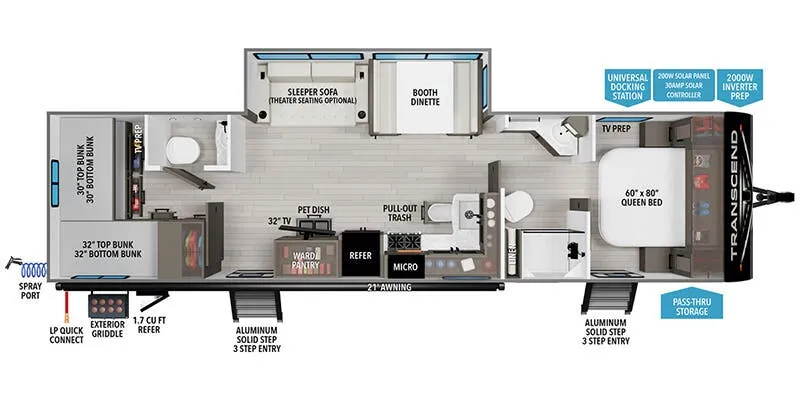 2026 Grand Design Transcend 305BHT - Floor plan