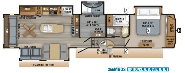 Jayco Eagle 355MBQS floor plan