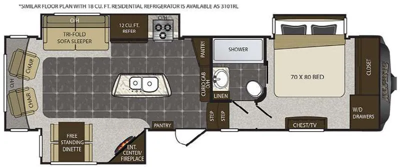 2016 Keystone Alpine 3100RL floor plan