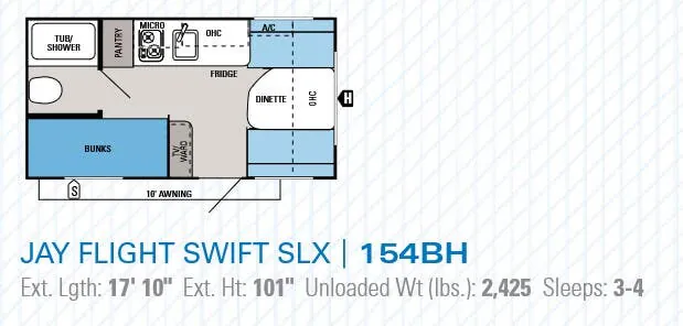 Jayco Jay Flight Swift SLX 154BH floor plan