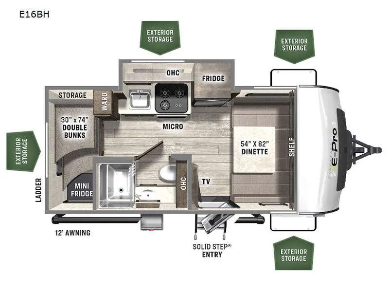2022 Forest River RV Flagstaff E-Pro 16BH - Floor plan