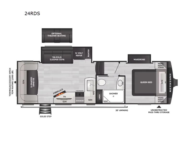 2020 Keystone Cougar Half-Ton 24RDS - Floor plan