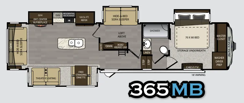 Keystone Avalanche 365MB floor plan