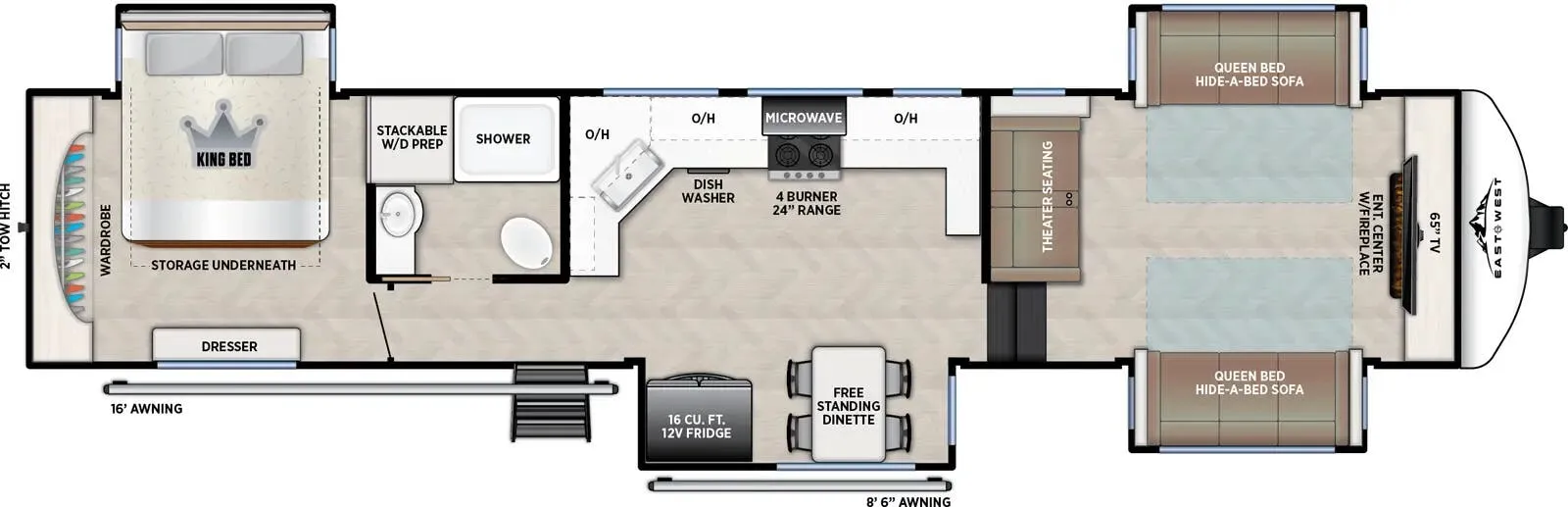 2026 East to West Blackthorn 3865FLR - Floor plan