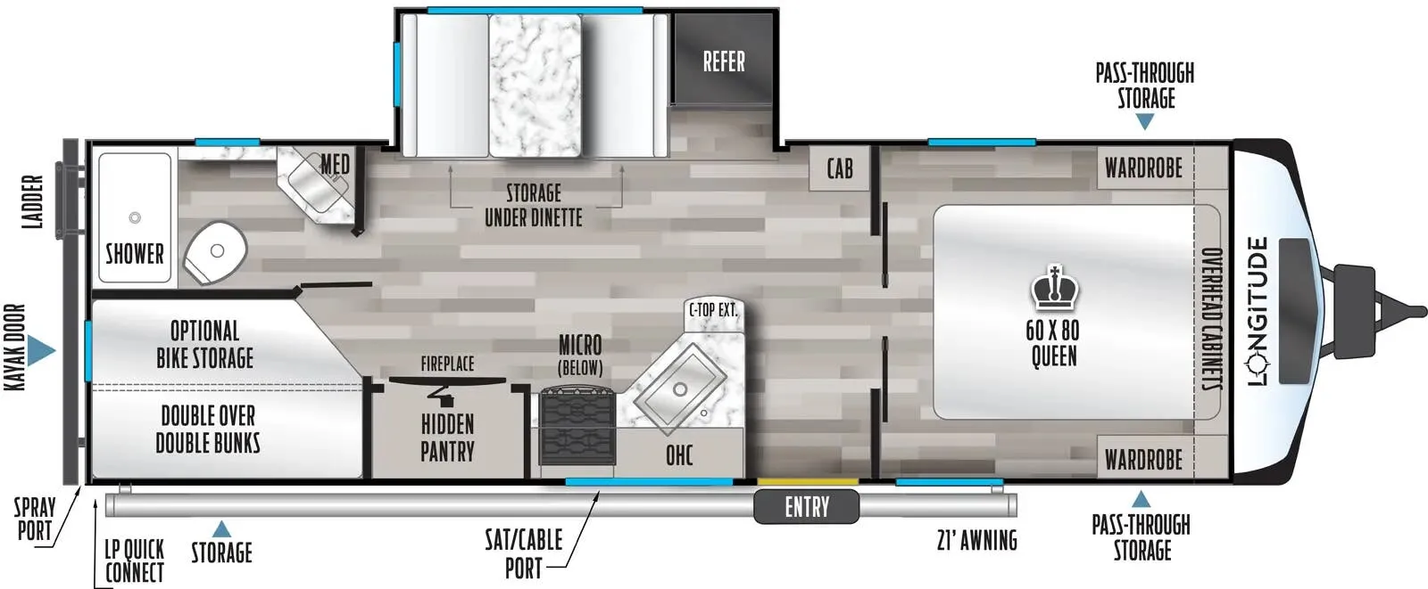 2025 East to West Longitude 255BH - Floor plan