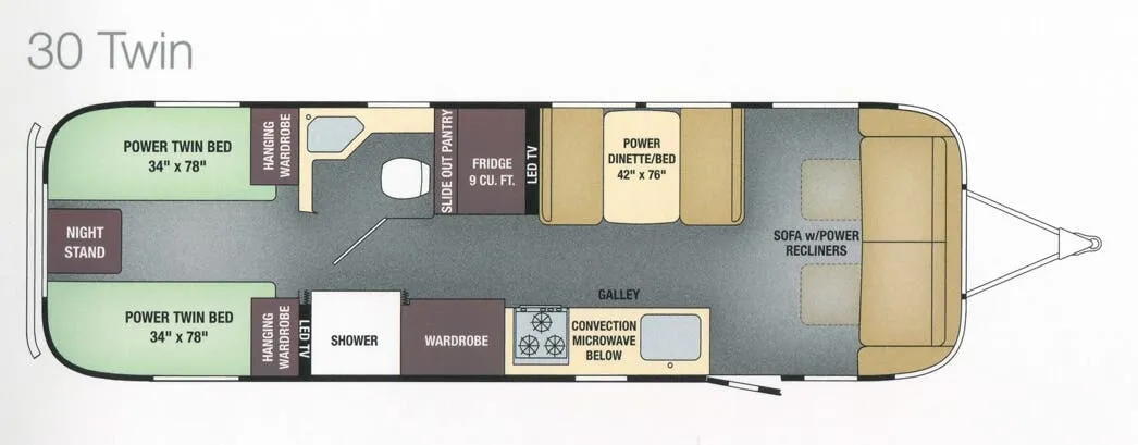 Airstream Classic 30 TWIN floor plan
