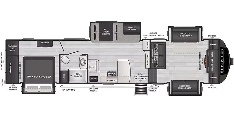 Keystone Sprinter 3670FLS floor plan