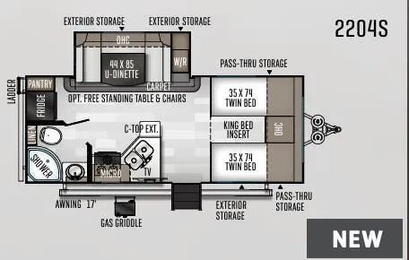 Forest River Rockwood Mini Lite 2204S floor plan