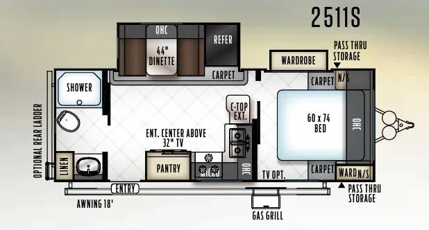 Forest River Rockwood Mini Lite 2511S floor plan