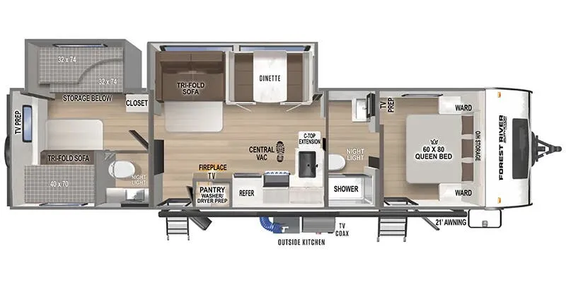 2025 Forest River Surveyor 303BHLE - Floor plan