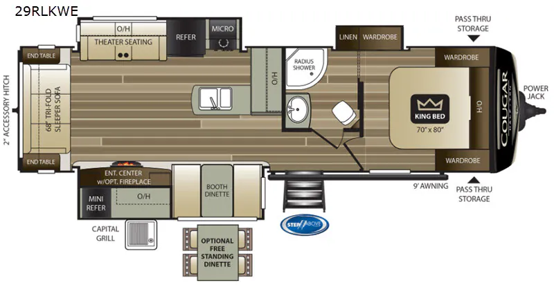 2020 Keystone RV Cougar Half-Ton 29RLKWE - Floor plan