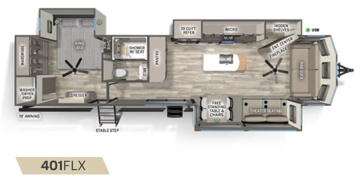 2023 Forest River Sandpiper Destination 401FLX - Floor plan