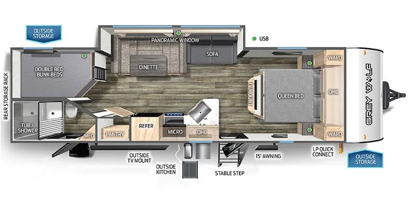 2022 Forest River Cherokee Grey Wolf Black Label 26DBHBL - Floor plan