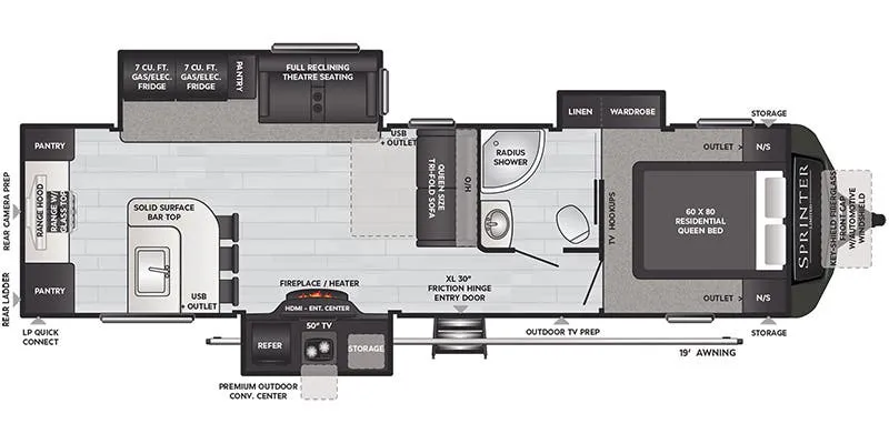 Keystone Sprinter Limited 320MLS floor plan