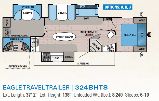 Jayco Eagle 324BHTS floor plan