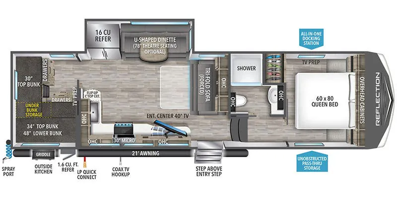 2024 Grand Design Reflection 150 Series 298BH - Floor plan