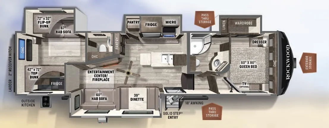 Forest River Rockwood Ultra Lite 2892RB floor plan