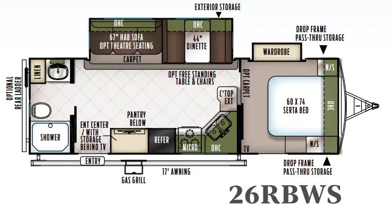 Forest River Flagstaff Super Lite 26RBWS floor plan