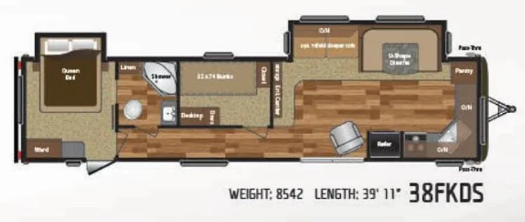 Keystone Hideout 38FKDS floor plan