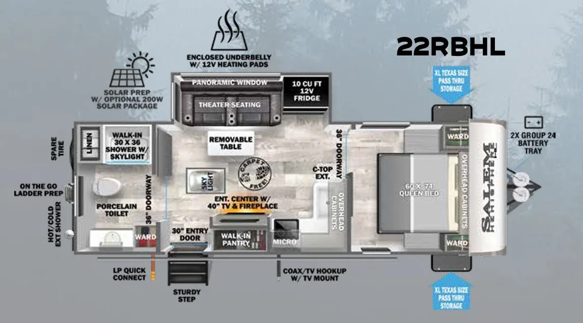 Forest River Salem Hemisphere Hyper-Lyte 22RBHL floor plan