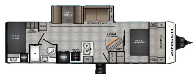 2026 CrossRoads Zinger Lite 295BH floor plan
