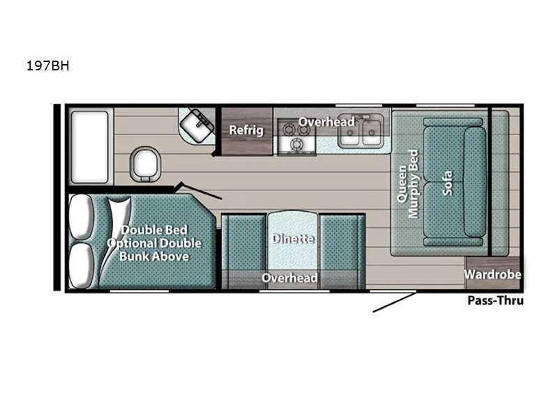 2025 Gulf Stream RV Ameri-Lite Super Lite 197BH - Floor plan