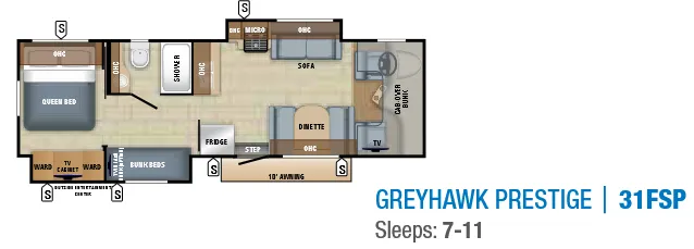 Jayco Greyhawk Prestige 31FSP floor plan