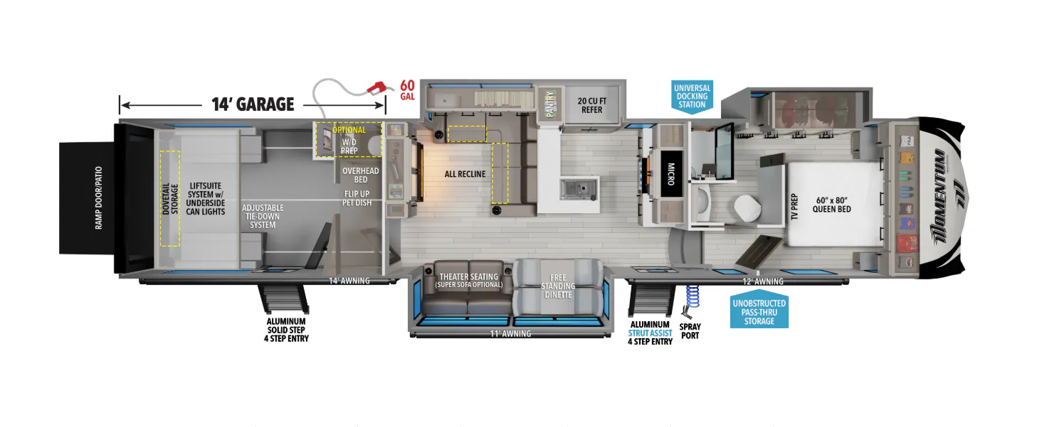 Grand Design Momentum M-Class 395MS floor plan