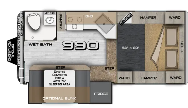 2025 Northwood Arctic Fox Camper 990 floor plan